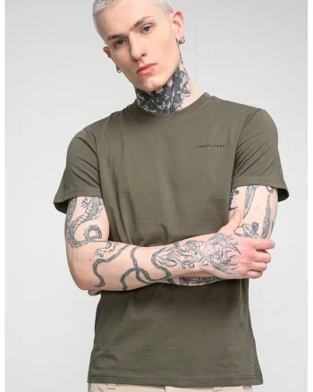 Tricou slim fit cu logo, Verde inchis
