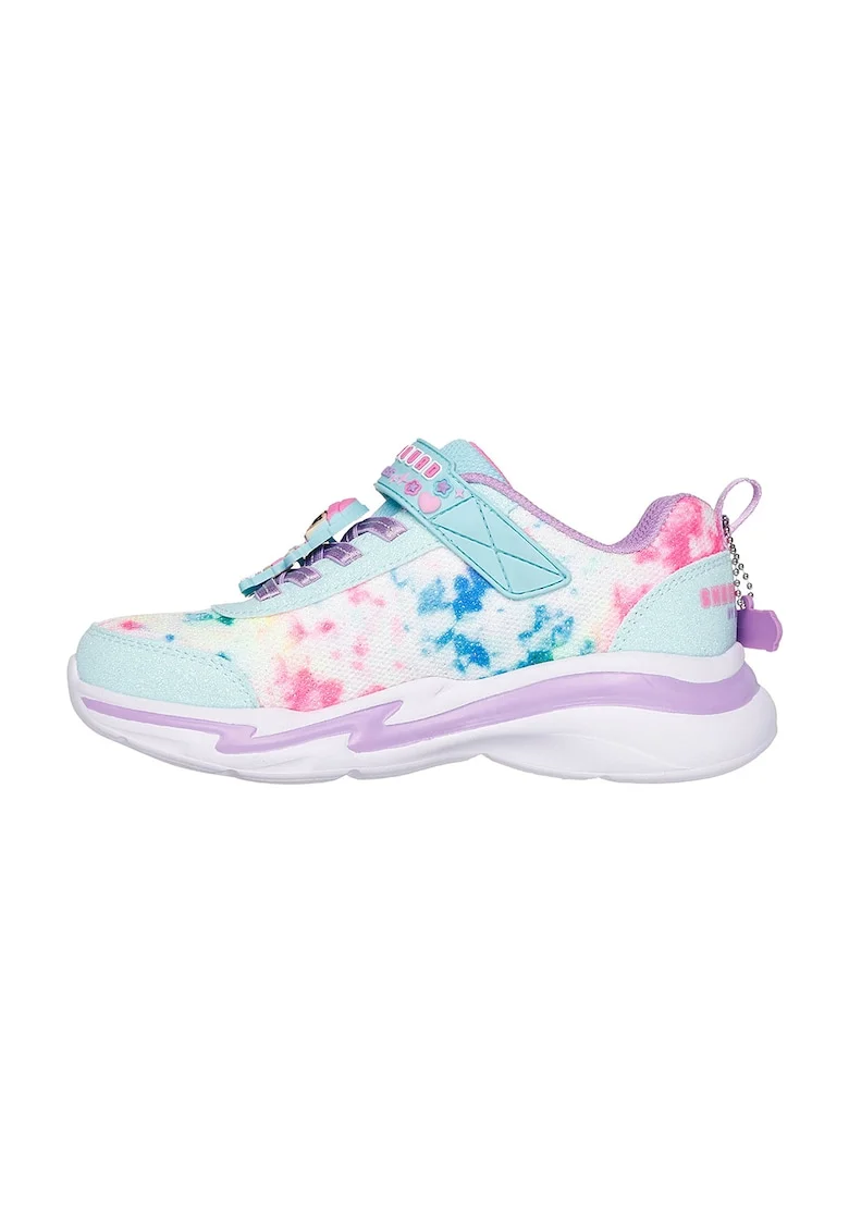 Pantofi sport din material textil cu aspect stralucitor Snuggle Sneaks, Alb/Roz/Albastru deschis