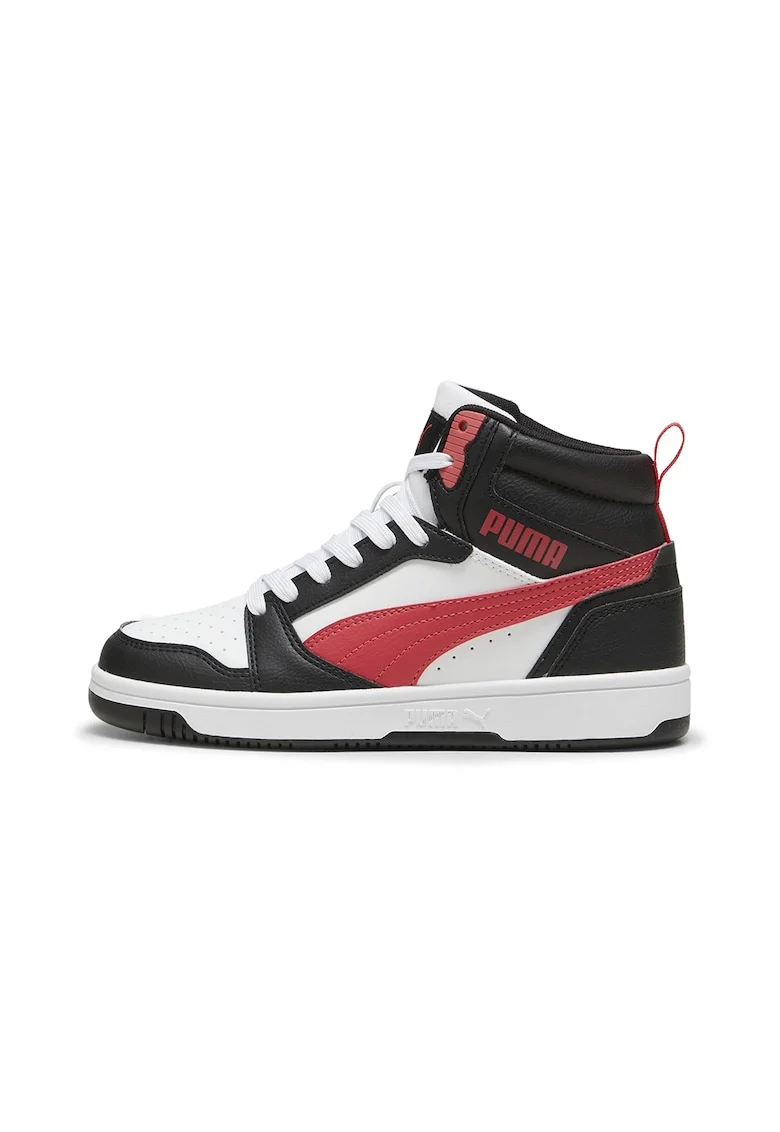 Pantofi sport Rebound V6 mid-cut din piele ecologica, Rosu/Alb/Negru stins