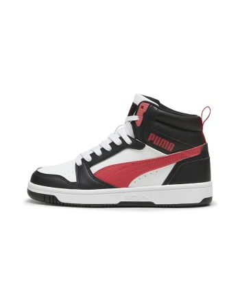 Pantofi sport Rebound V6 mid-cut din piele ecologica, Rosu/Alb/Negru stins