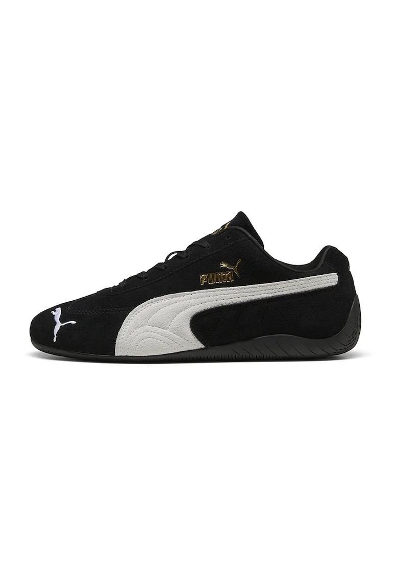 Pantofi sport Speedcat OG unisex din piele intoarsa, Alb/Auriu/Negru