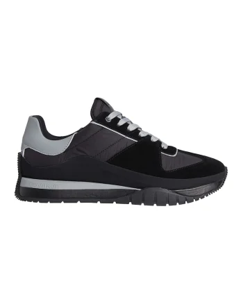 Pantofi sport cu detalii de piele intoarsa, Negru/Gri cenusiu