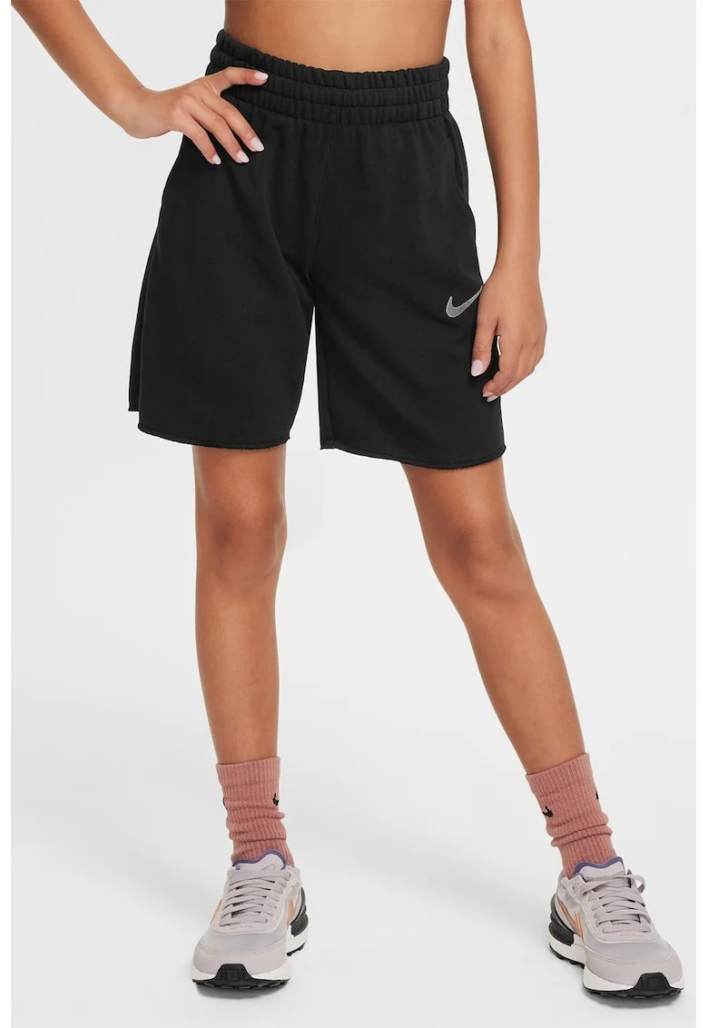Pantaloni scurti cu talie inalta, Negru stins