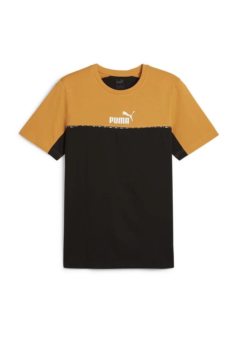 Tricou din bumbac Essential Block Tape, Negru/Portocaliu