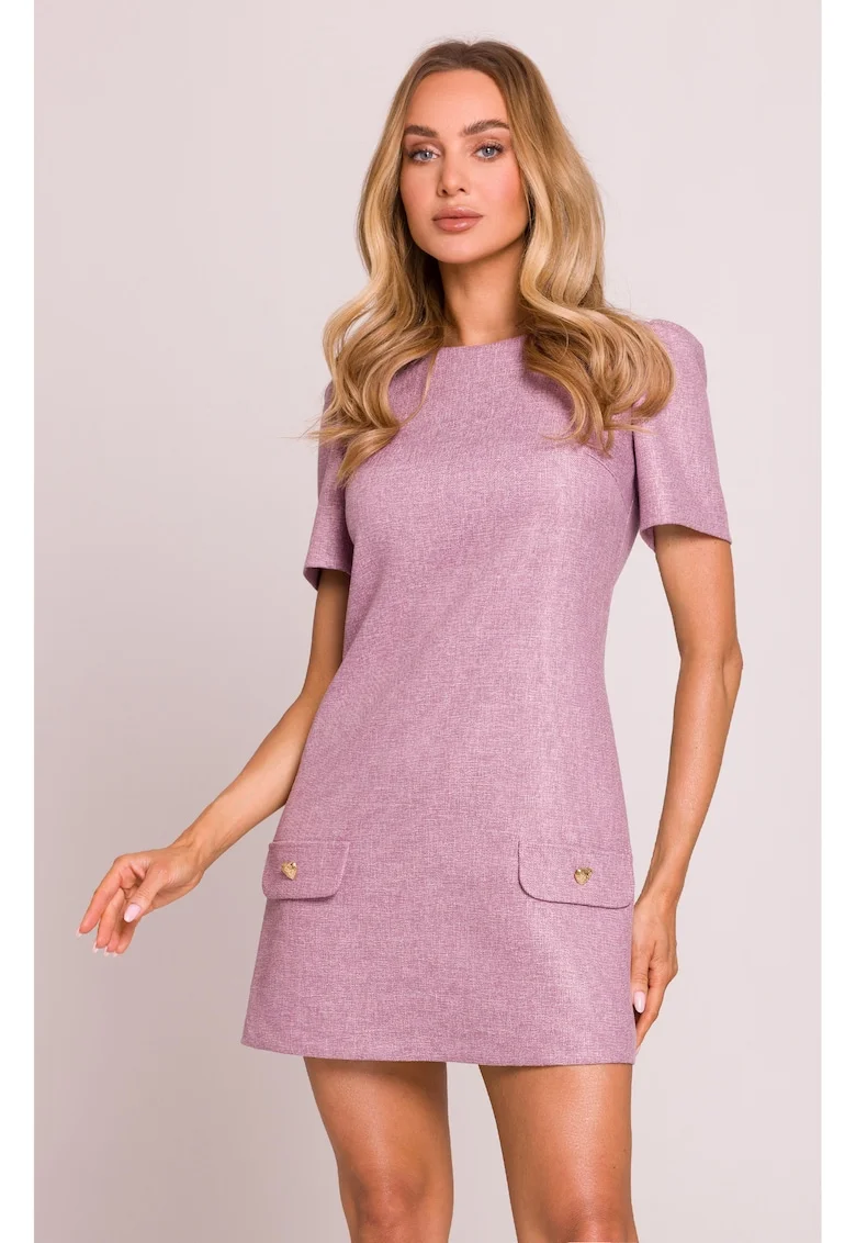 Rochie mini in forma de trapez,, Roz
