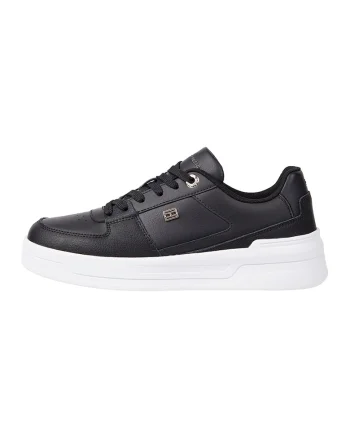 Pantofi sport din piele cu detalii logo, Negru