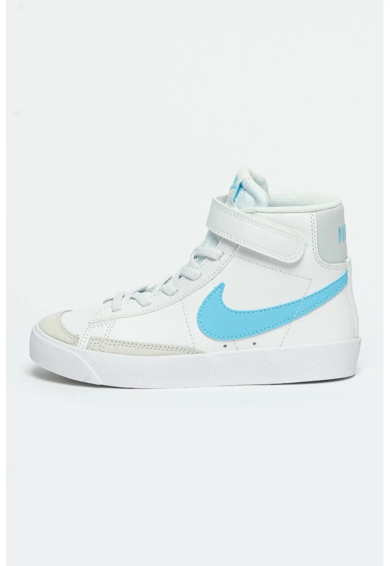 Pantofi sport din piele cu velcro Blazer Mid 77, Alb/Alb murdar/Albastru deschis