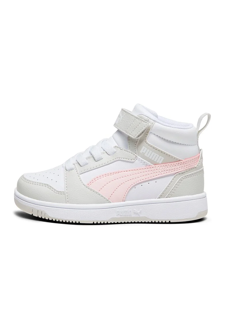 Pantofi sport mid-cut cu velcro Rebound V6, Alb/Gri deschis/Roz