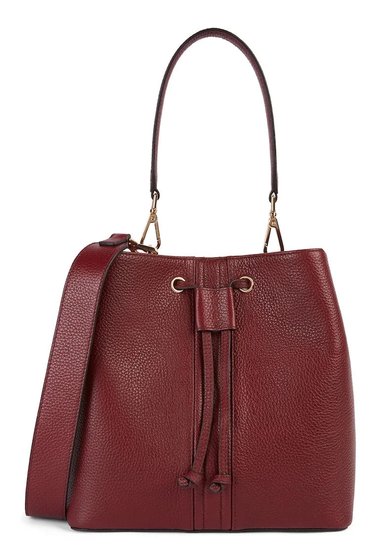 Geanta bucket de piele Andreanne, Visiniu