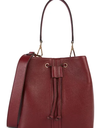 Geanta bucket de piele Andreanne, Visiniu