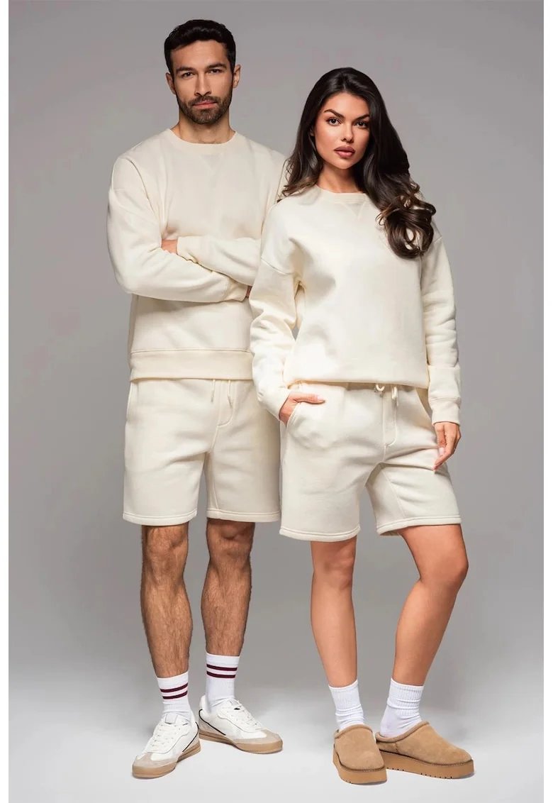 Bluza de trening unisex cu maneci cazute, Crem