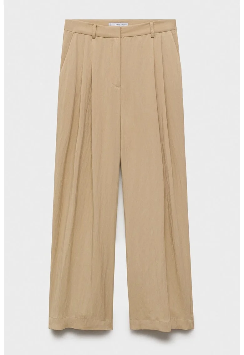 Pantaloni din amestec de lyocell cu pliuri, Maro nisip