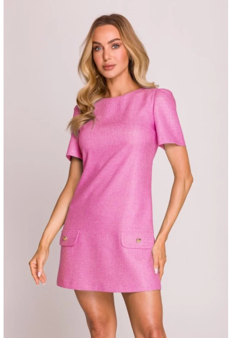 Rochie mini in forma de trapez,, Fucsia