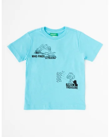 Tricou cu imprimeu cu desene, Albastru aquamarin