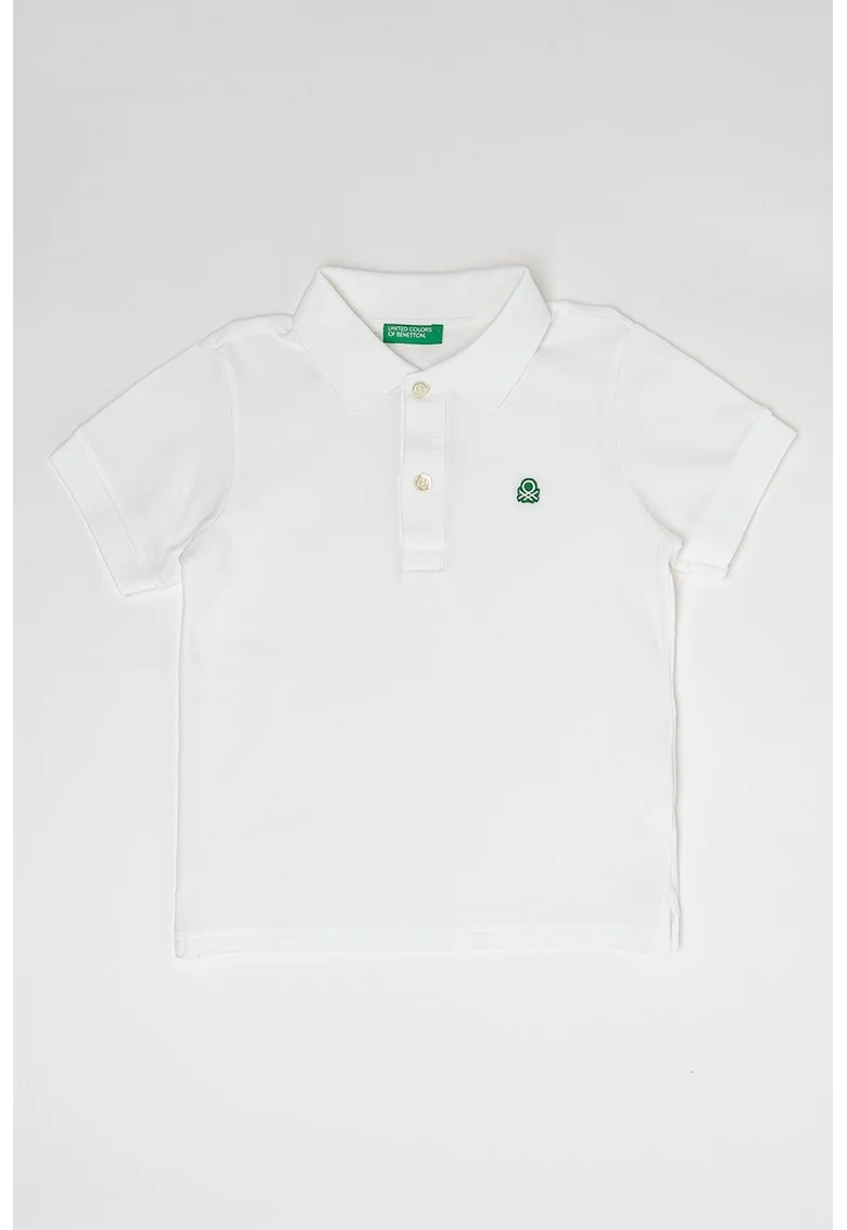 Tricou polo de bumbac pique, Alb