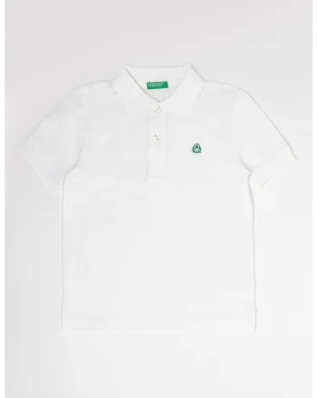 Tricou polo din bumbac pique cu logo, Alb