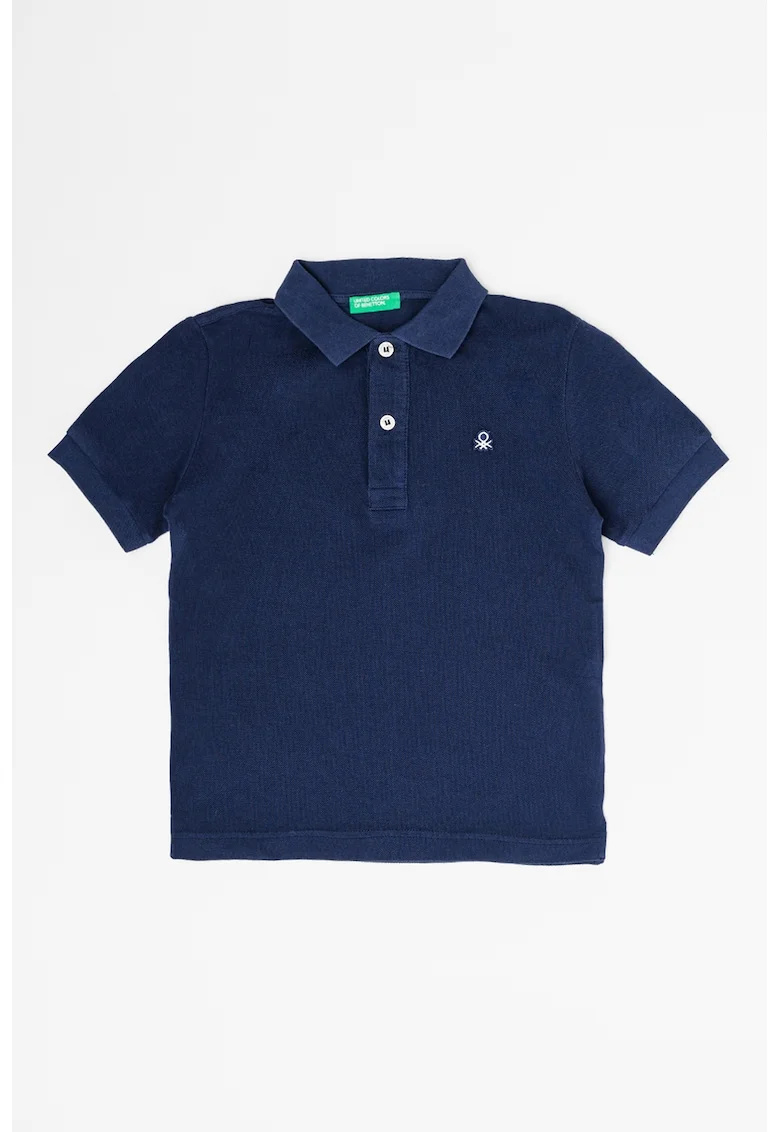 Tricou polo din bumbac pique cu logo, Bleumarin
