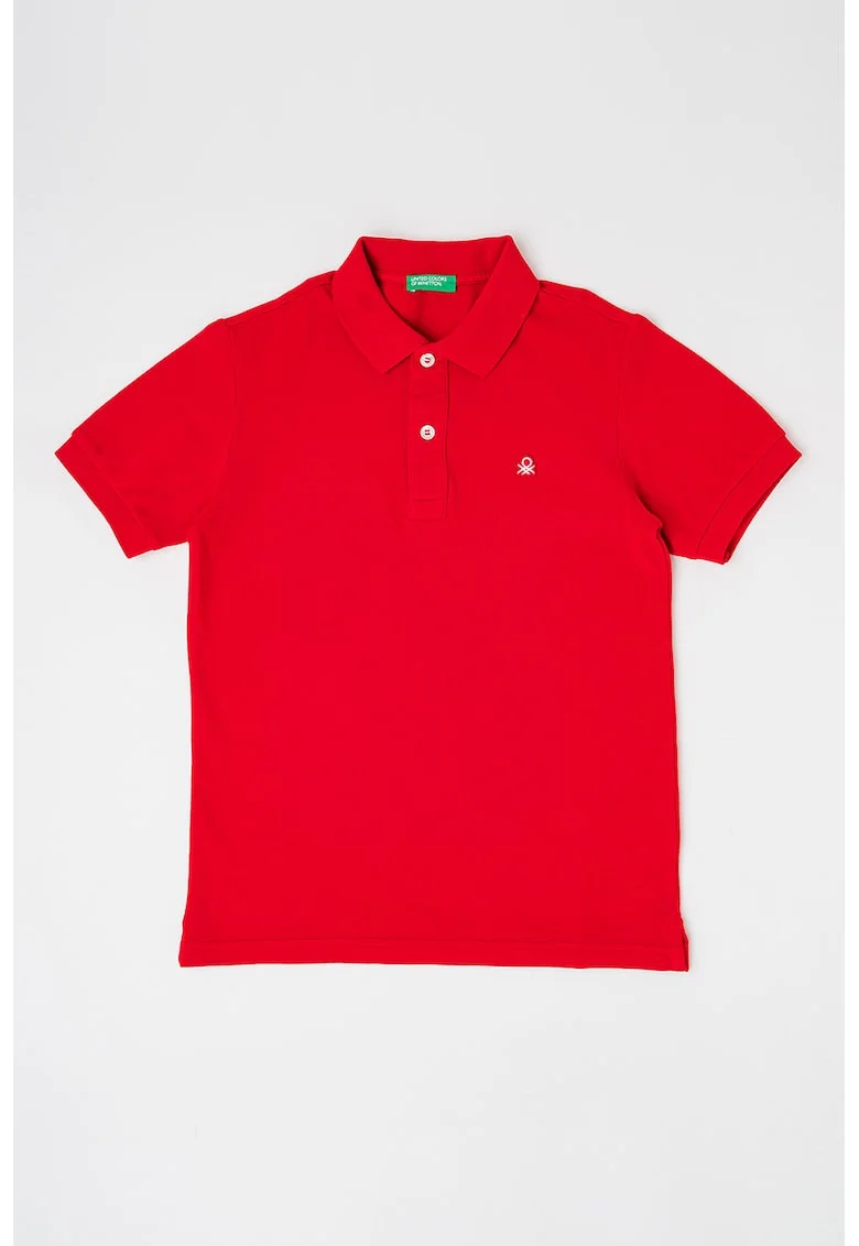 Tricou polo din bumbac pique cu logo, Rosu