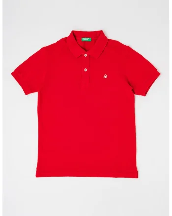 Tricou polo din bumbac pique cu logo, Rosu