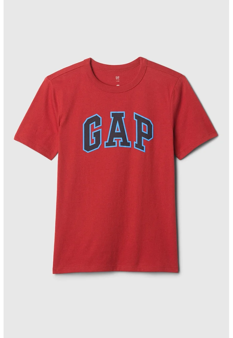 Tricou din bumbac cu imprimeu logo, Rosu/Albastru