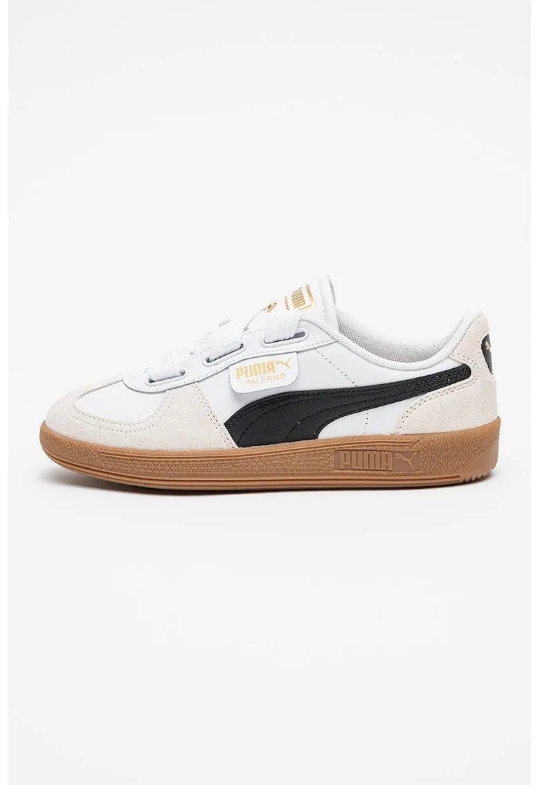 Pantofi sport low-cut cu garnituri de piele Palermo, Negru/Alb murdar