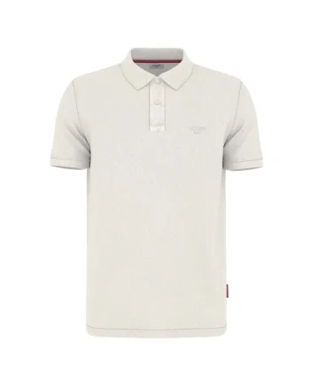 Tricou polo din amestec de bumbac organic, Crem