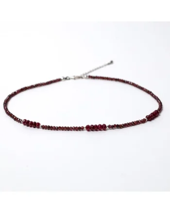 Colier choker  din pietre semipretioase de Granat si inchidere din argint 925, Visiniu