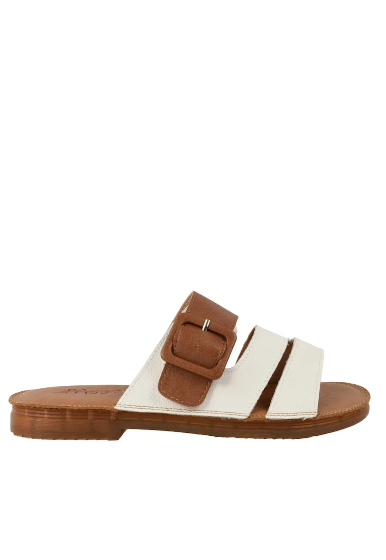 Papuci casual, dama,  XA60016B alb, piele naturala, Alb