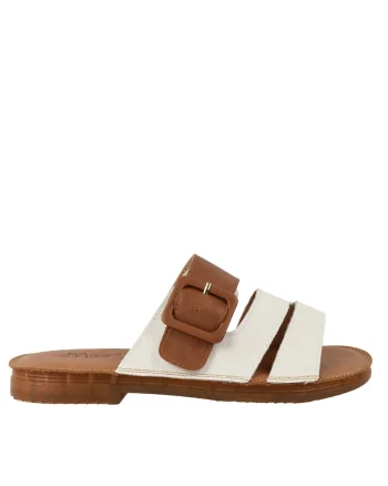 Papuci casual, dama,  XA60016B alb, piele naturala, Alb