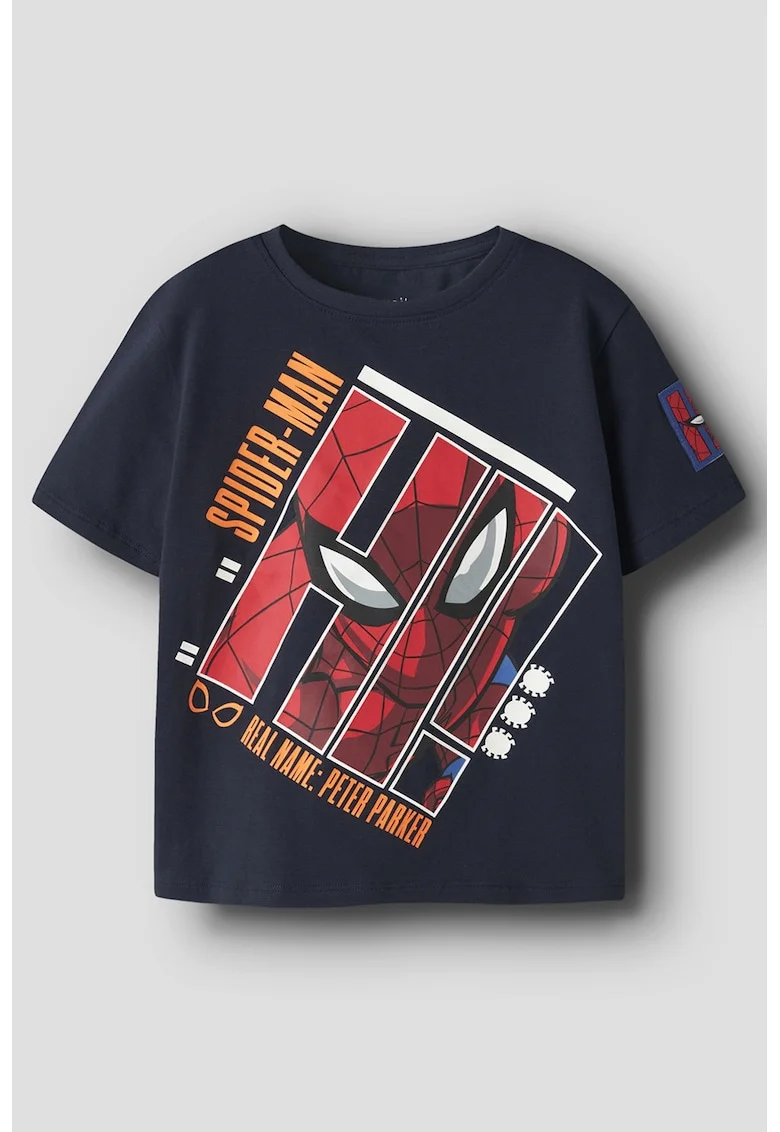 Tricou din amestec de bumbac organic, Rosu/Albastru ultramarin