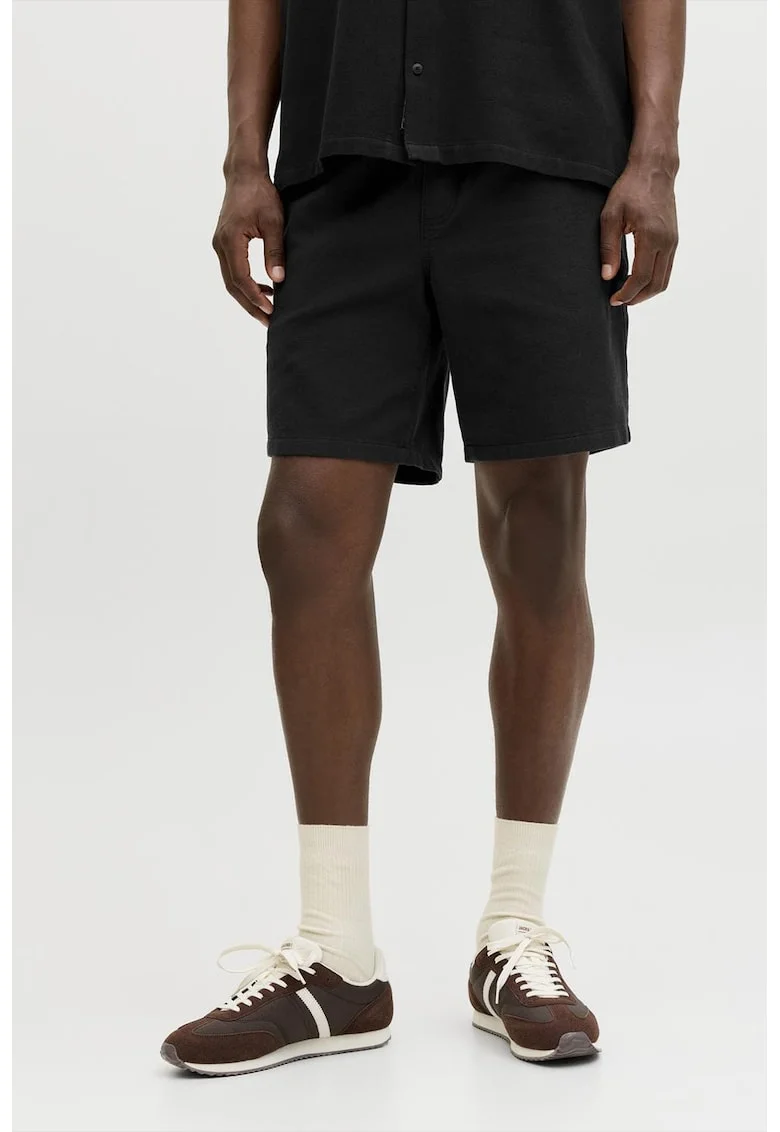Pantaloni scurti cu buzunare si snur, Negru