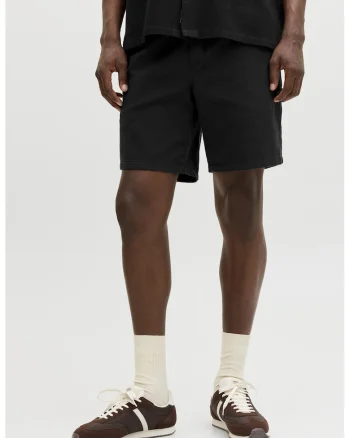 Pantaloni scurti cu buzunare si snur, Negru