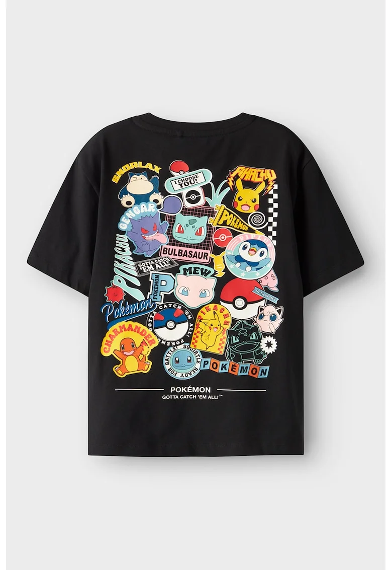 Tricou din bumbac cu imprimeu grafic, Negru/Multicolor