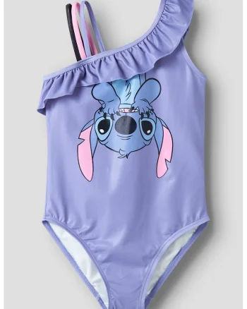 Costum de baie intreg cu imprimeu Stitch, Lila