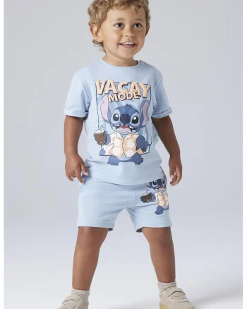 Tricou din amestec de bumbac organic, Albastru prafuit/Portocaliu deschis