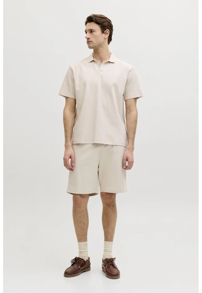 Tricou polo din amestec de bumbac, Bej sampanie