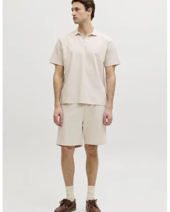 Tricou polo din amestec de bumbac, Bej sampanie