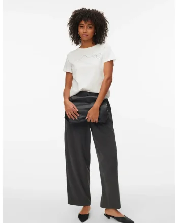 Tricou din bumbac organic si imprimeu pe piept, Alb