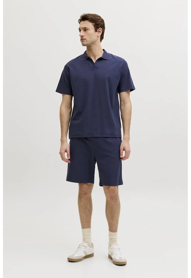 Tricou polo din amestec de bumbac, Bleumarin