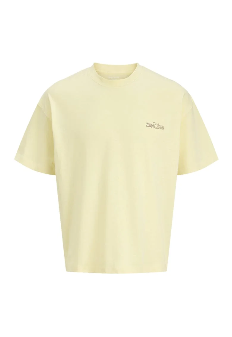 Tricou cu model grafic pe partea din spate, Coral/Galben pastel