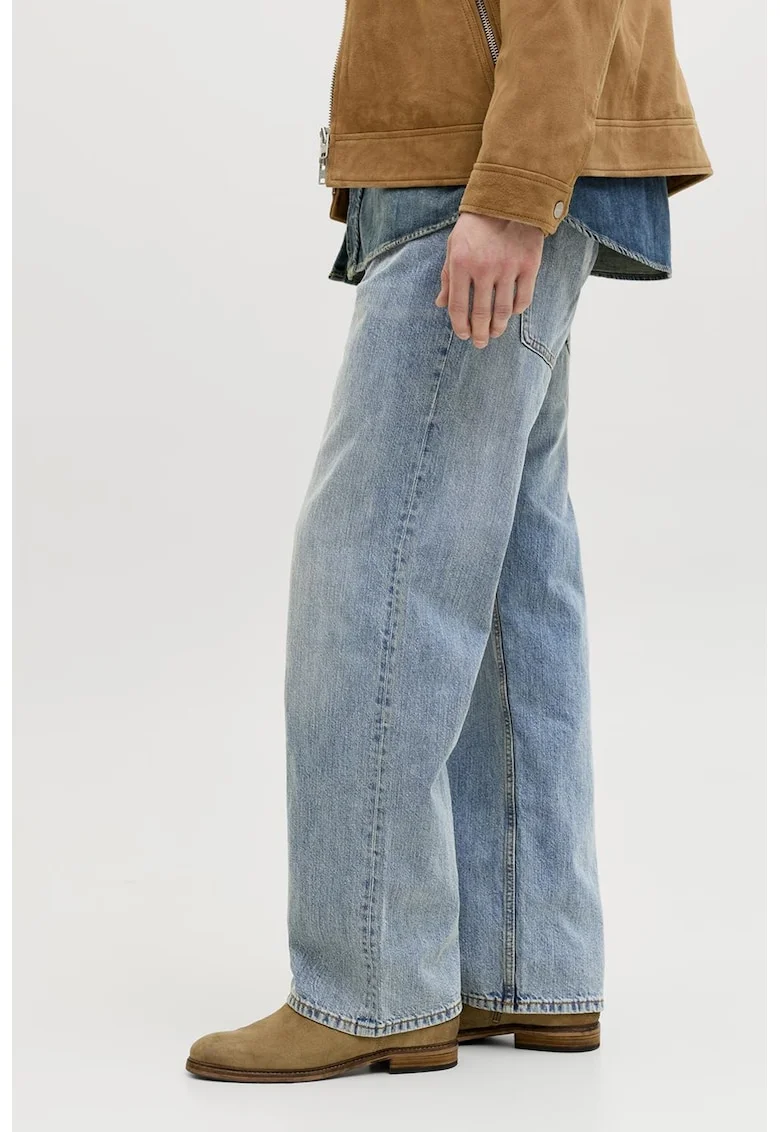 Blugi relaxed fit cu aspect decolorat, Albastru deschis melange