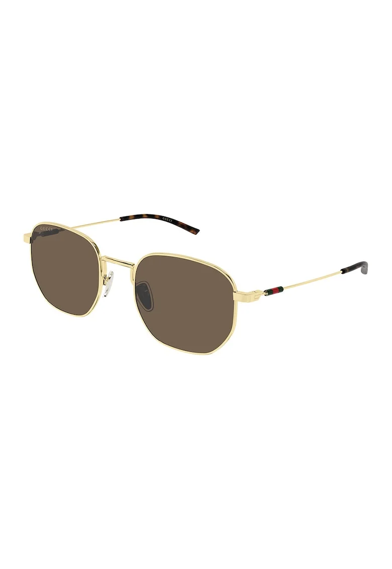 Ochelari de soare aviator cu lentile uni, Auriu/Maro cognac