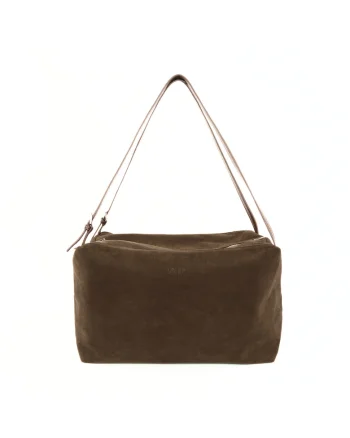 Geanta dama de umar din piele intoarsa cappuccino  FL42 Lora, tip sac, incapatoare A4, usoara, curele confortabile, stilata pentru zi cu zi si birou