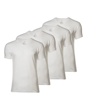 Set de tricouri slim fit de bumbac - 4 perechi, Alb