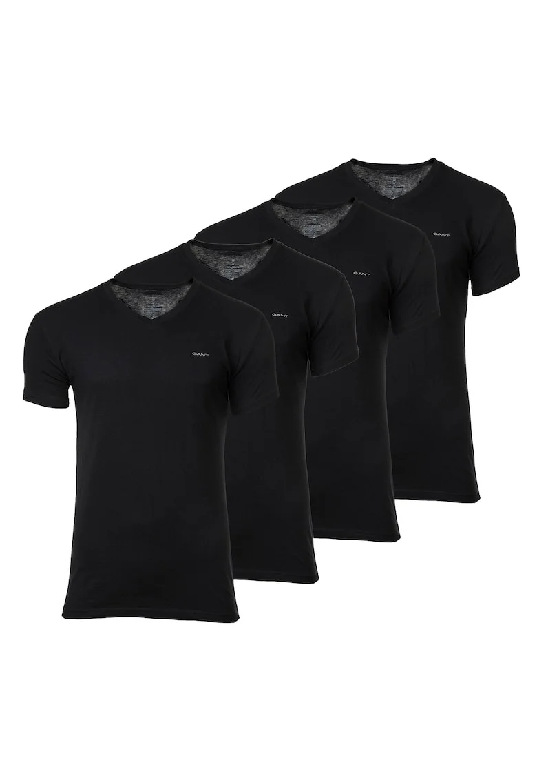 Set de tricouri slim fit de bumbac - 4 perechi, Negru