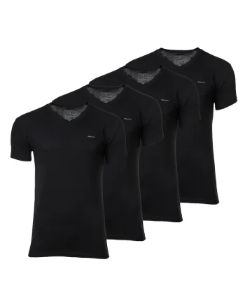 Set de tricouri slim fit de bumbac - 4 perechi, Negru
