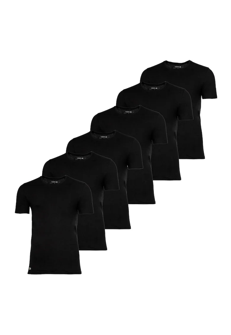 Set de tricouri slim fit uni - 6 piese, Negru