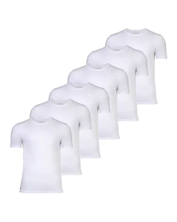Set de tricouri slim fit uni - 6 piese, Alb