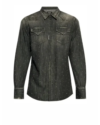 Cămașă din denim  cu neagr, Negru