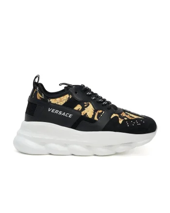 Chain Reaction V2 Black Barocco Man Sneakers, Auriu/Negru